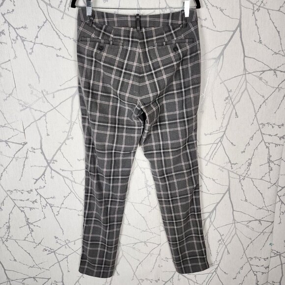 Kit and Ace Gray Plaid Checks Mid Rise Slim Fit Trousers - Picture 3 of 9